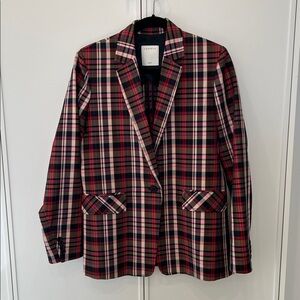 Sandro Paris Women's plaid Blazer - Red, Black, and White